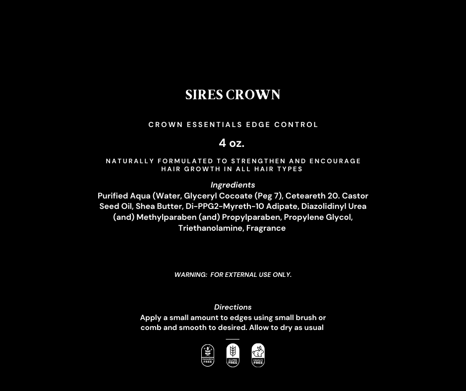 Crown Essentials Edge Control - 4 oz - Long Lasting Non Greasy Extra Firm Hold Edge Control