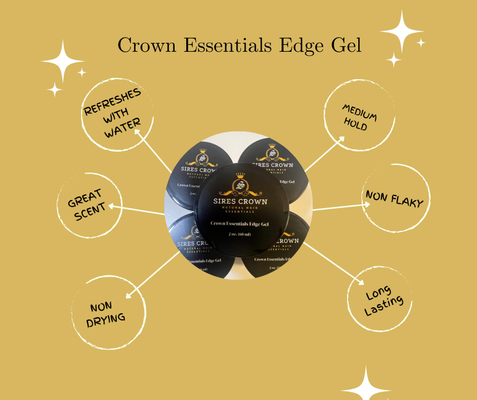 Crown Essentials Edge Gel - 2 oz - Non Flaking Medium Hold Gel with Rosemary and Horsetail Grass