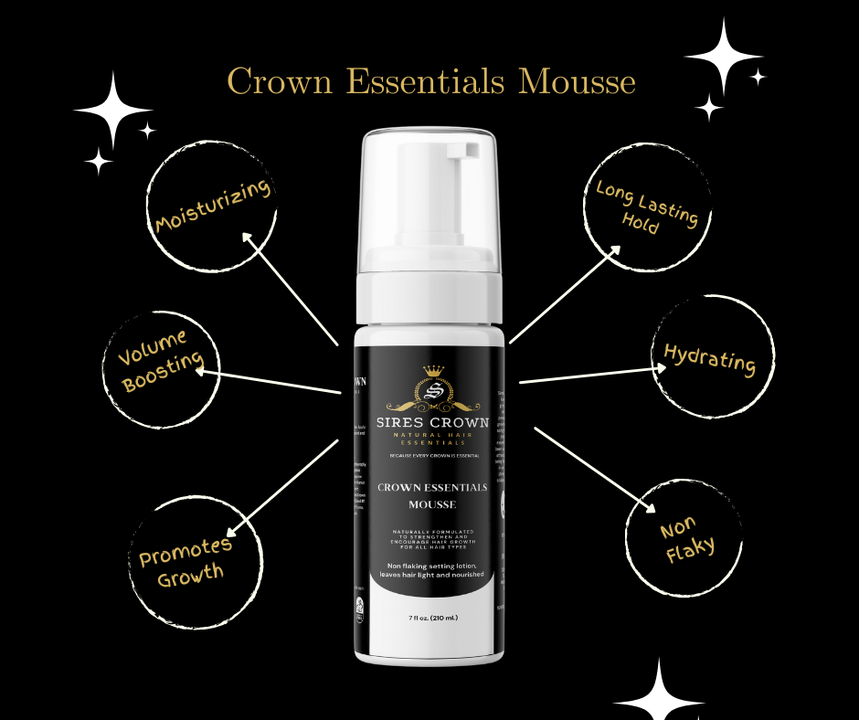 Crown Essentials Mousse - 7 oz - Volumizing Long Lasting Styling Mousse with Vitamin B5 and Rosemary