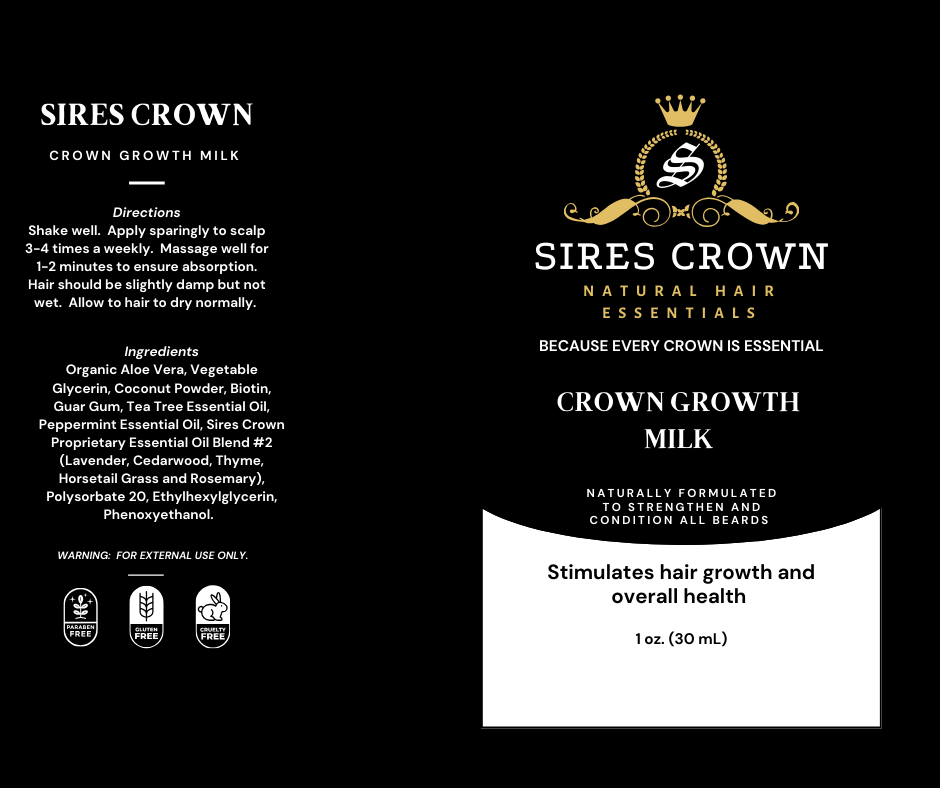 Crown Growth Milk - 2 oz bottle - Promotes healthy hair growth with Biotin, Tea Tree and Horsetail Grass