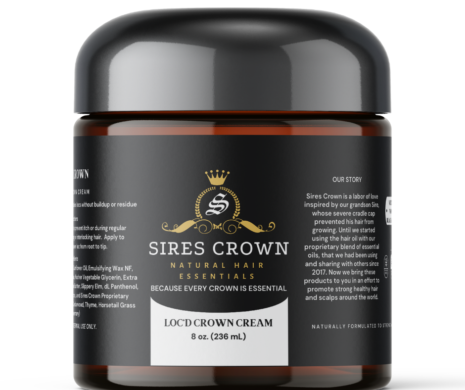 Loc'd Crown Cream - 8 oz - Nourishing Hairstyling Cream with Rosemary and Horsetail Grass
