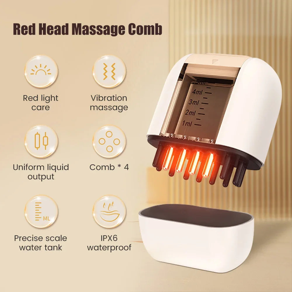 Electric 3:1 Scalp Massager, Hair Growth Stimulator & Oil Applicator for Healthy Hair Care | Red Light Therapy & Micro-Current